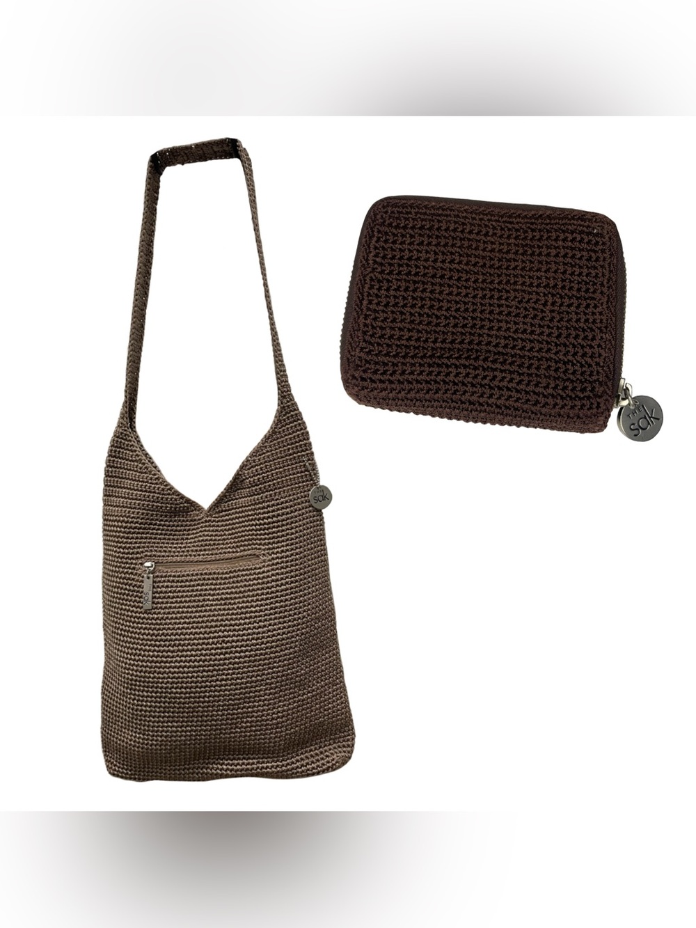The Sak Crotchet Woven Texture Bag Purse + Zipper Wallet Resortwear Tropical
